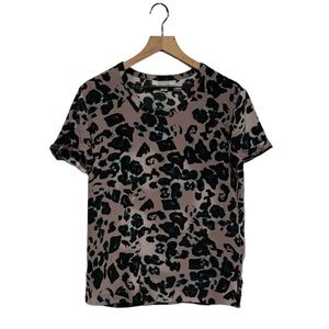 All Saints Black and Brown Leopard Print Blouse